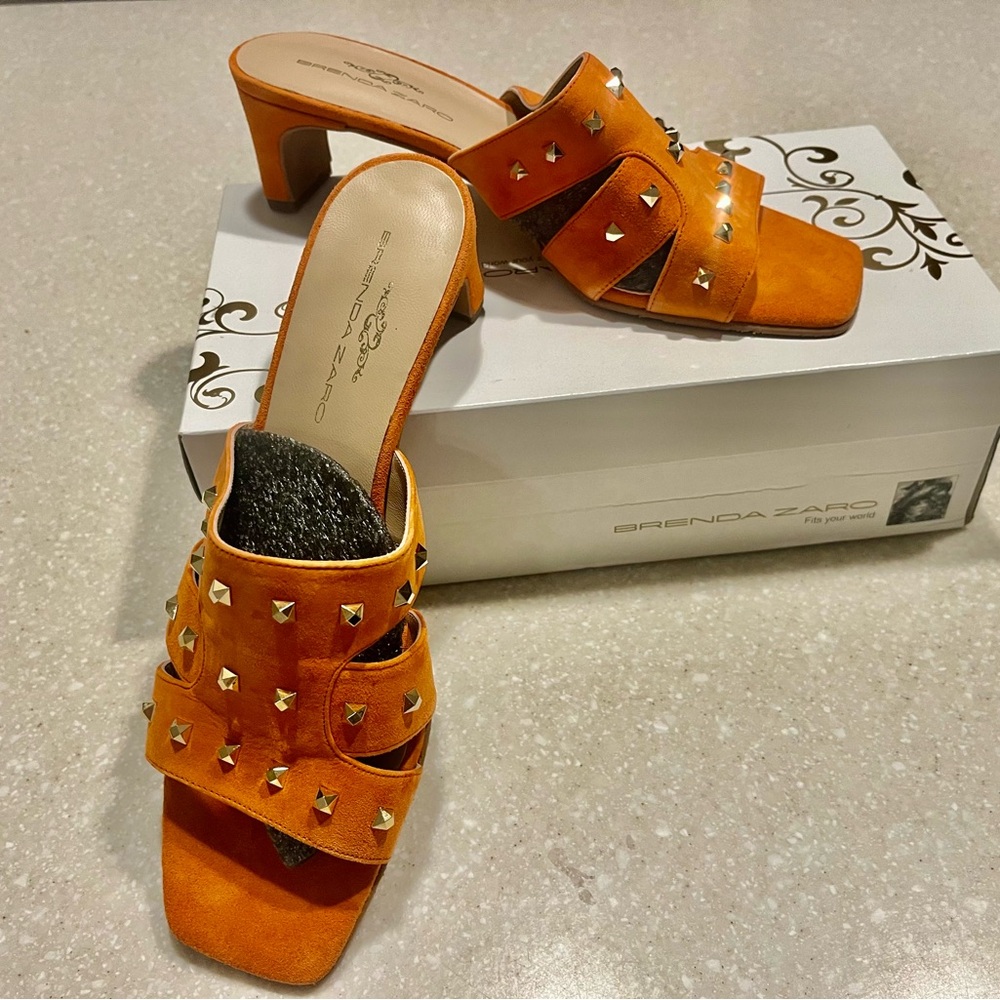 New suede sandals with box. Made in Spain. Brenda Zaro is the designer.